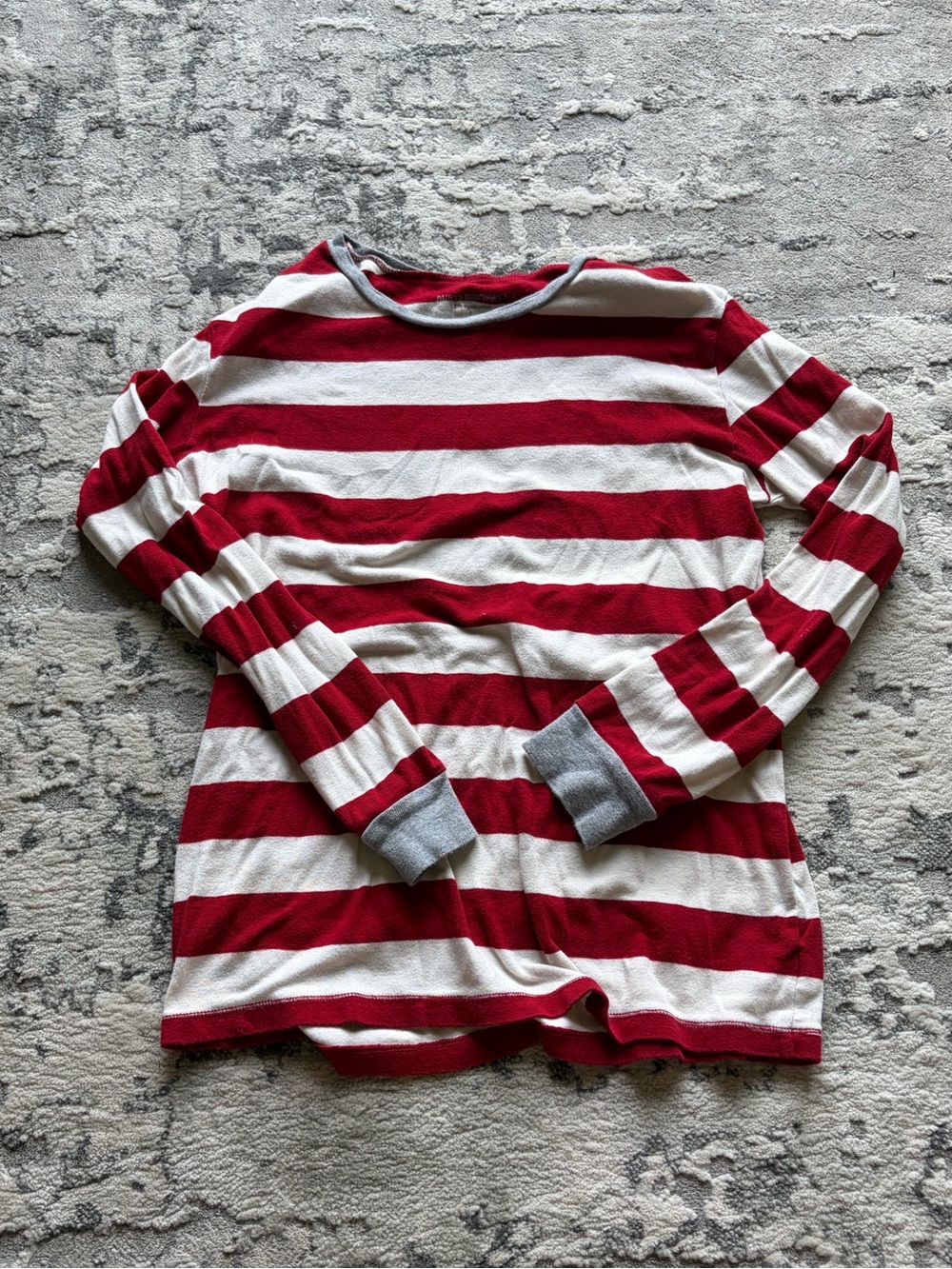 Burt's Bees Baby Red & White Striped Long-Sleeve Tee with Gray Trim